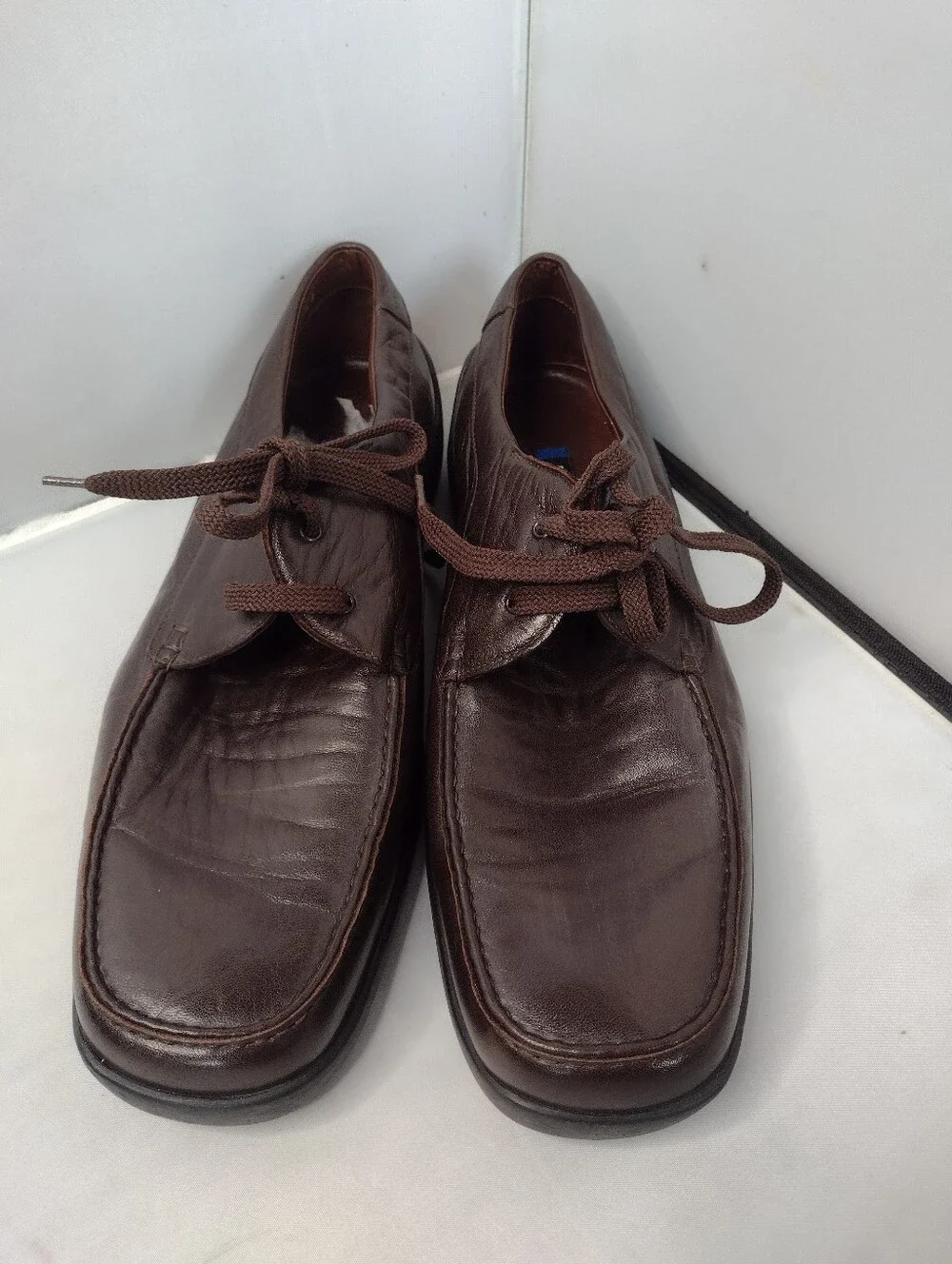 Vintage Bally Mens Leather Lace Up Dress Shoes Square Toe Oxford Boat C